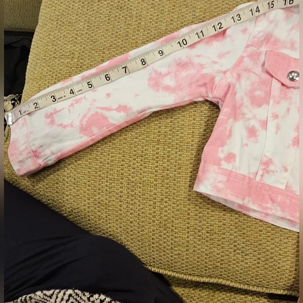 Young Hearts Pink & White Tie Dye Denim Jacket - Size 6X - Picture 9 of 12